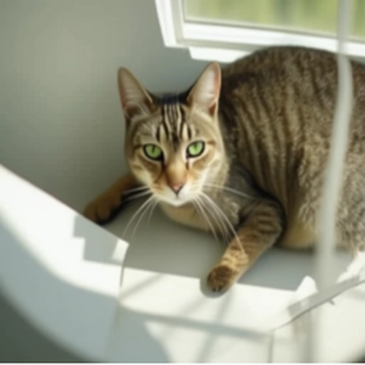 Generated tabby cat preserving the pose and chair geometry